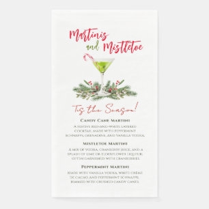 Servilleta De Papel Fiesta de Cócteles Navideños Martinis y Muérdago 