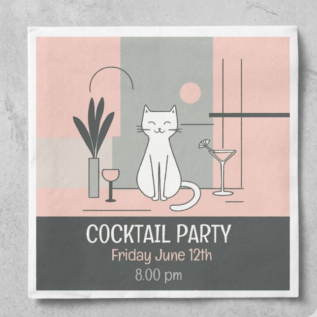 Servilleta De Papel Fiesta de Cócteles Retro de Gatos Moderno de Mitad (Subido por el creador)