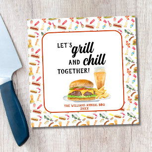 Servilleta De Papel Fiesta de comida, bebidas y postres BBQ con acuare