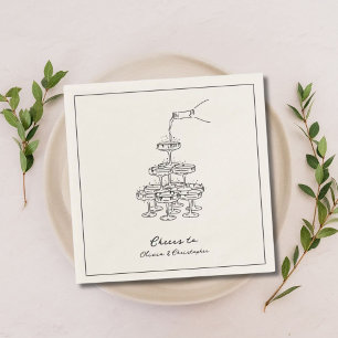Servilleta De Papel Fiesta de compromiso Champagne Tower Sketch Napkin