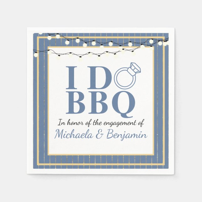 Servilleta De Papel Fiesta de compromiso de BBQ 'I Do' para parejas (Anverso)