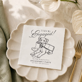 Servilleta De Papel Fiesta de compromiso elegante con Labrador dibujad