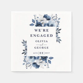 Servilleta De Papel Fiesta de compromiso floral campestre elegante azu