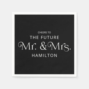 Servilleta De Papel Fiesta de compromiso Future Mr y Mrs Negro