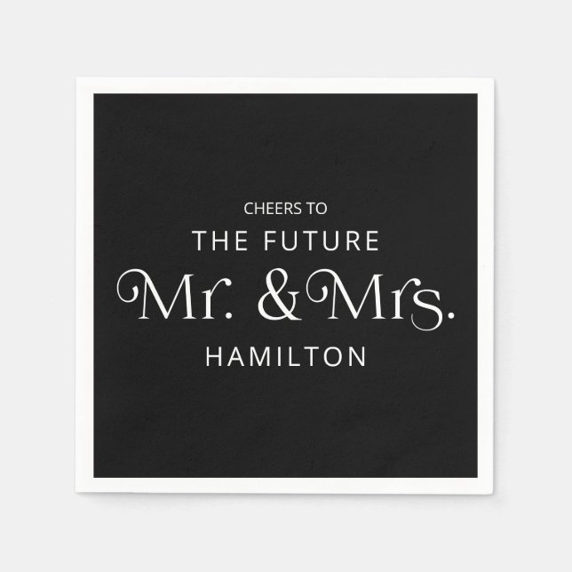 Servilleta De Papel Fiesta de compromiso Future Mr y Mrs Negro (Anverso)