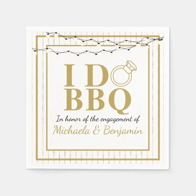 Servilleta De Papel Fiesta de compromiso I Do BBQ Gold para parejas (Anverso)