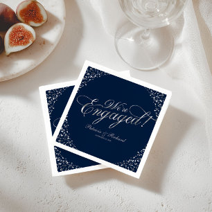 Servilleta De Papel Fiesta de compromiso Silver Navy Estamos compromet