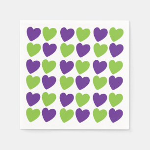Servilleta De Papel Fiesta de Corazones de Amor Verde Purpura