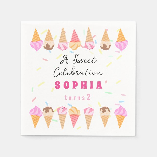 Servilleta De Papel Fiesta de crema de hielo dulce (Anverso)