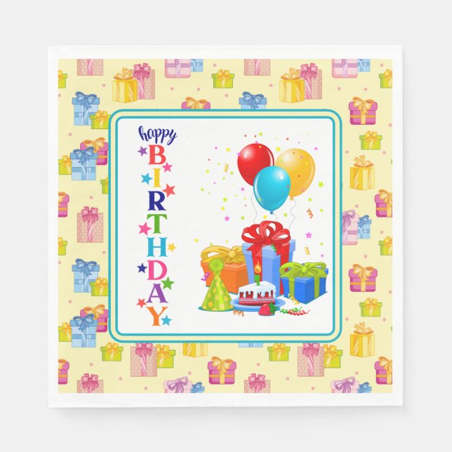 Servilleta De Papel Fiesta de Cumpleaños (Anverso)