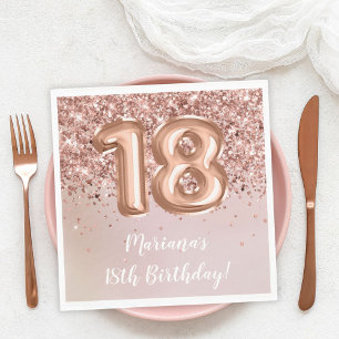Servilleta De Papel Fiesta de cumpleaños 18 de niña en oro rosa para n