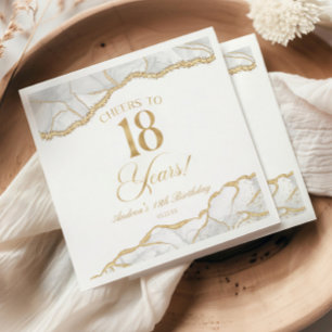 Servilleta De Papel Fiesta de cumpleaños 18 elegante en oro blanco y á