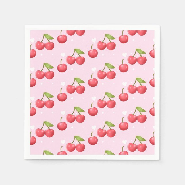 Servilleta De Papel Fiesta de cumpleaños 1 Cute Cherry (Anverso)