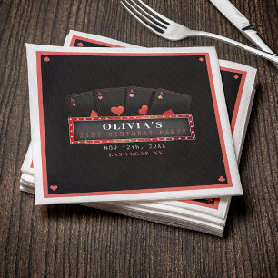 Servilleta De Papel Fiesta de cumpleaños 21 de Poker Aces rojo y negro