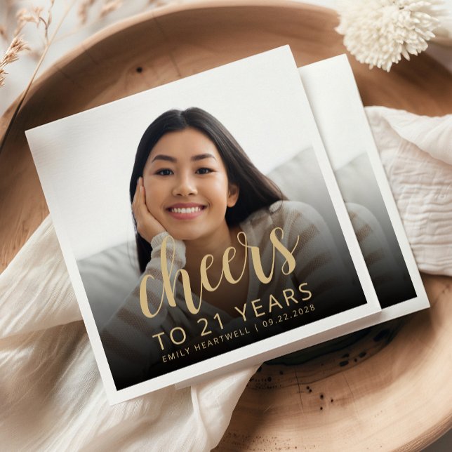 Servilleta De Papel fiesta de cumpleaños 21 Foto Saludos con guión de  (Subido por el creador)