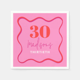 Servilleta De Papel Fiesta de cumpleaños 30 de Pink Wavy