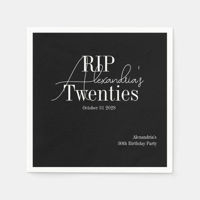 Servilleta De Papel Fiesta de cumpleaños 30 personalizada RIP 20s (Anverso)