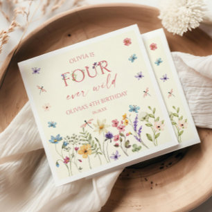 Servilleta De Papel Fiesta de Cumpleaños 4 de Four Ever Wild Wildflowe