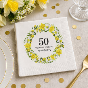 Servilleta De Papel Fiesta de cumpleaños 50 de narciso amarillo