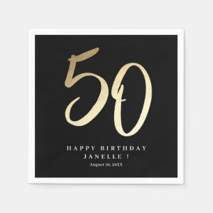 Servilleta De Papel Fiesta de cumpleaños 50 Moderno Minimalista Dorado