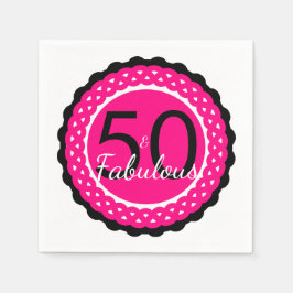 Servilleta De Papel Fiesta de Cumpleaños 50 y Fabulosa de Rosa Calient