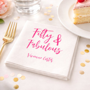 Servilleta De Papel Fiesta de cumpleaños 50 y fabulosa rosa moderna