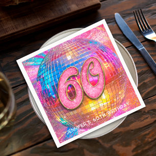 Servilleta De Papel Fiesta de Cumpleaños 60 Años Bola de Discoteca Pur
