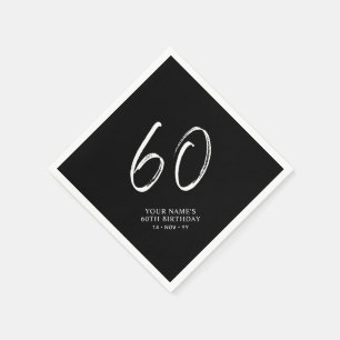 Servilleta De Papel Fiesta de cumpleaños 60   Black & White letra a pi