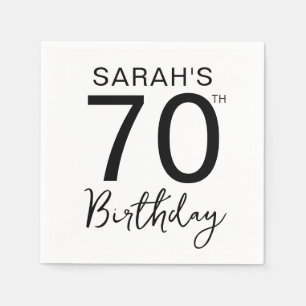 Servilleta De Papel Fiesta de Cumpleaños 70 Minimalista Blanco y Negro