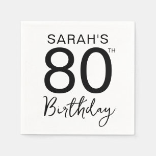 Servilleta De Papel Fiesta de cumpleaños 80 Minimalista Blanco y Negro