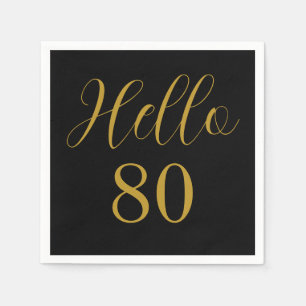 Servilleta De Papel Fiesta de cumpleaños 80 negro oro