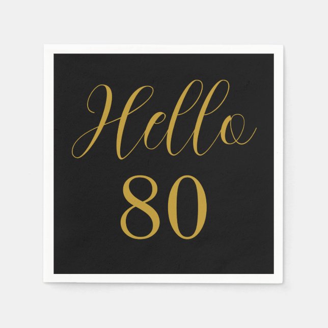 Servilleta De Papel Fiesta de cumpleaños 80 negro oro (Anverso)