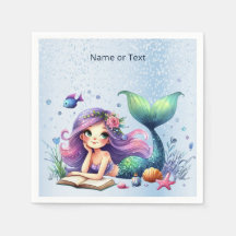 Fiesta de cumpleaños acuarela Mermaid Sea Life Cut