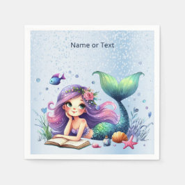 Servilleta De Papel Fiesta de cumpleaños acuarela Mermaid Sea Life Cut