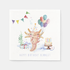 Servilleta De Papel Fiesta de cumpleaños adorable de ajolote con acuar