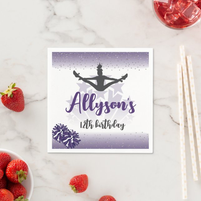 Servilleta De Papel Fiesta de cumpleaños animadora, cualquier púrpura  (In situ)