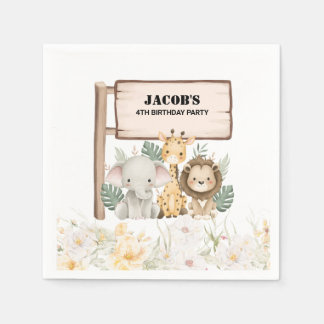 Servilleta De Papel Fiesta de cumpleaños animal del Fiesta de flores s