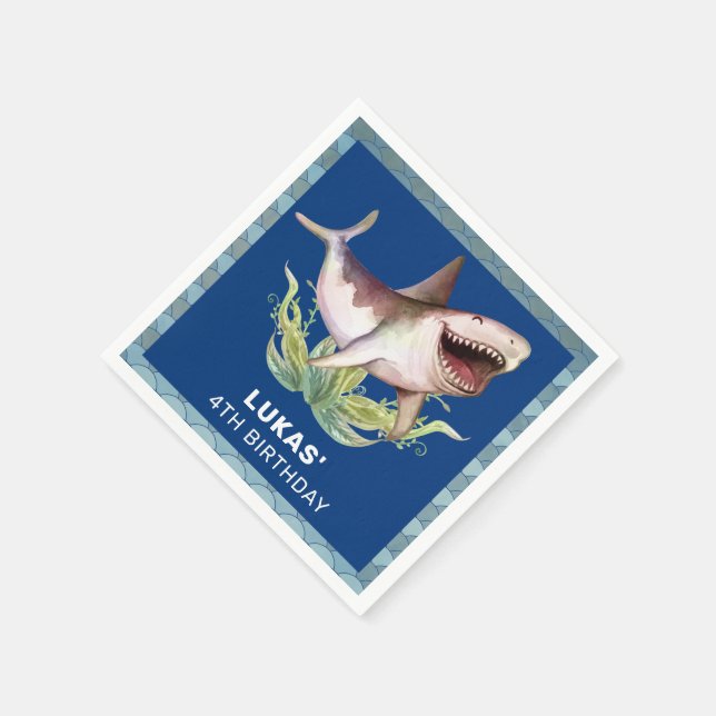  Servilleta De Papel Fiesta de cumpleaños azul de los niños tiburones