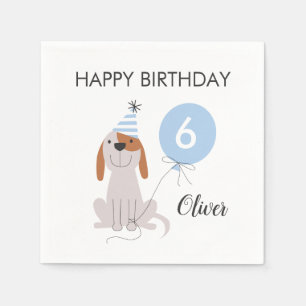 Servilleta De Papel Fiesta de cumpleaños azul del perro de perrito