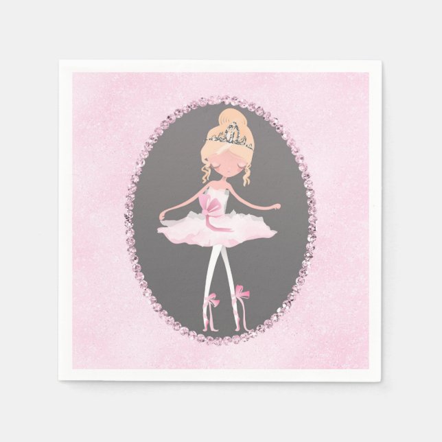 Servilleta De Papel Fiesta de Cumpleaños Bailarina de Pink & Grey Cout (Anverso)