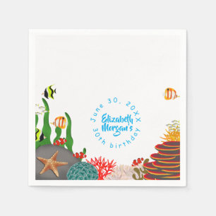 Servilleta De Papel Fiesta de Cumpleaños Bajo el Mar Plantas Peces Cor