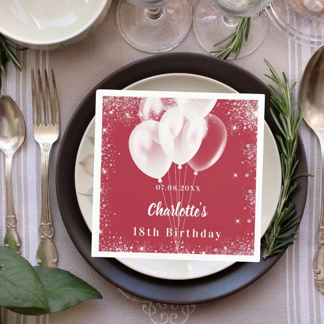 Servilleta De Papel Fiesta de cumpleaños blanco de globos rojos (Subido por el creador)