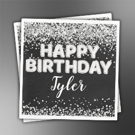 Servilleta De Papel Fiesta de cumpleaños blanco y negro