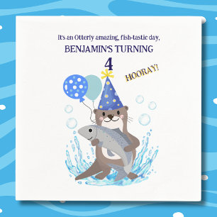 Servilleta De Papel Fiesta de cumpleaños Blue Cute Boy Sea Otter