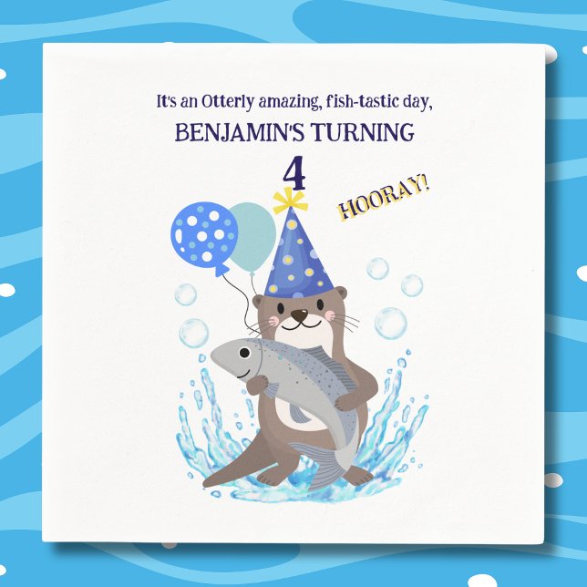 Servilleta De Papel Fiesta de cumpleaños Blue Cute Boy Sea Otter (Subido por el creador)