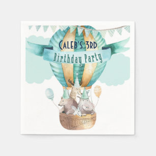 Servilleta De Papel Fiesta de Cumpleaños Boho Acuarela Aventura Animal