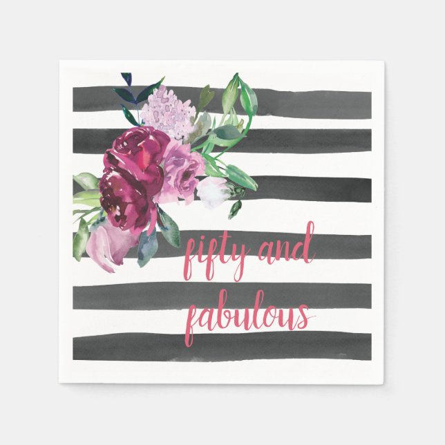 Servilleta De Papel Fiesta de cumpleaños cincuenta y fabulosa (Anverso)