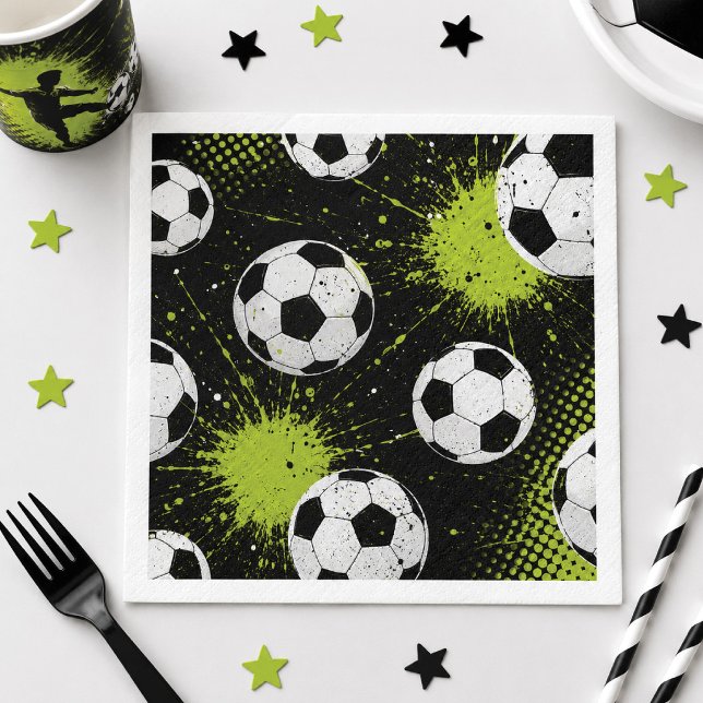 Servilleta De Papel Fiesta de cumpleaños con balones de fútbol verdes  (Subido por el creador)