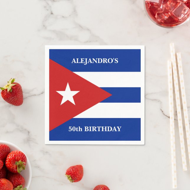 Servilleta De Papel Fiesta de Cumpleaños con Bandera Cubana (In situ)