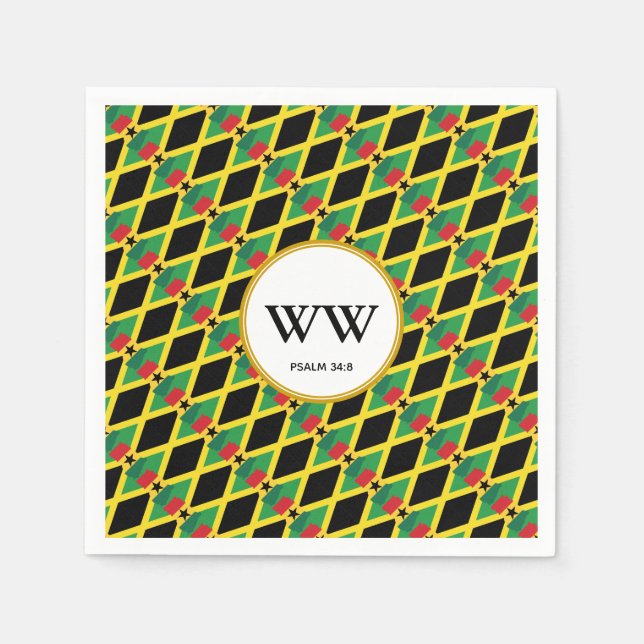 SERVILLETA DE PAPEL FIESTA DE CUMPLEAÑOS CON BANDERA DE JAMAICA Y GHAN (Anverso)